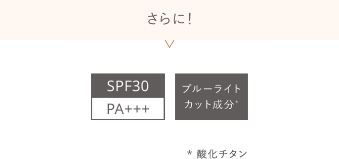 さらに！SPF30 PA+++／ブルーライトカット成分* *酸化チタン