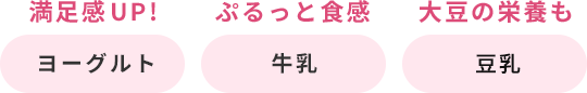 満足感UP! ヨーグルト ぷるっと食感 牛乳 大豆の栄養も 豆乳